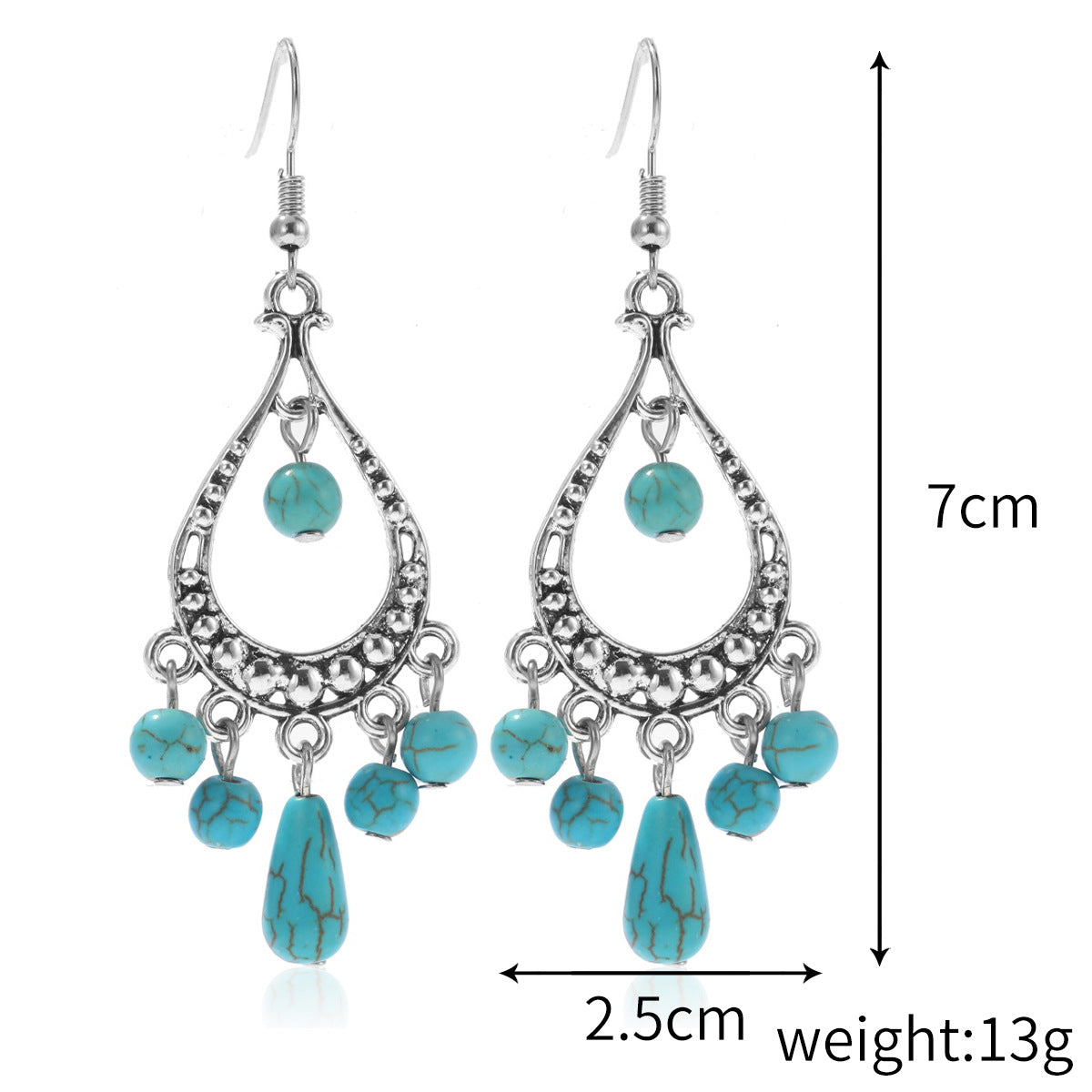 Ethnic Style Turquoise Suit Bohemian Vintage Rings