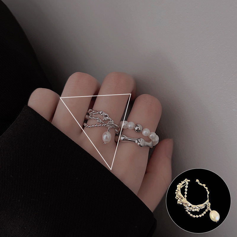 Women's Shaped Retro Stylish Water Drop Texture Rings