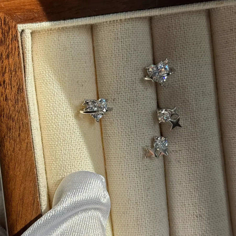 Flash Zircon Love Heart Affordable Luxury Earrings
