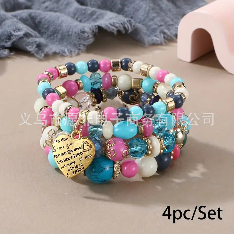 Artificial Crystal Bohemian Heart Beaded Retro Bracelets
