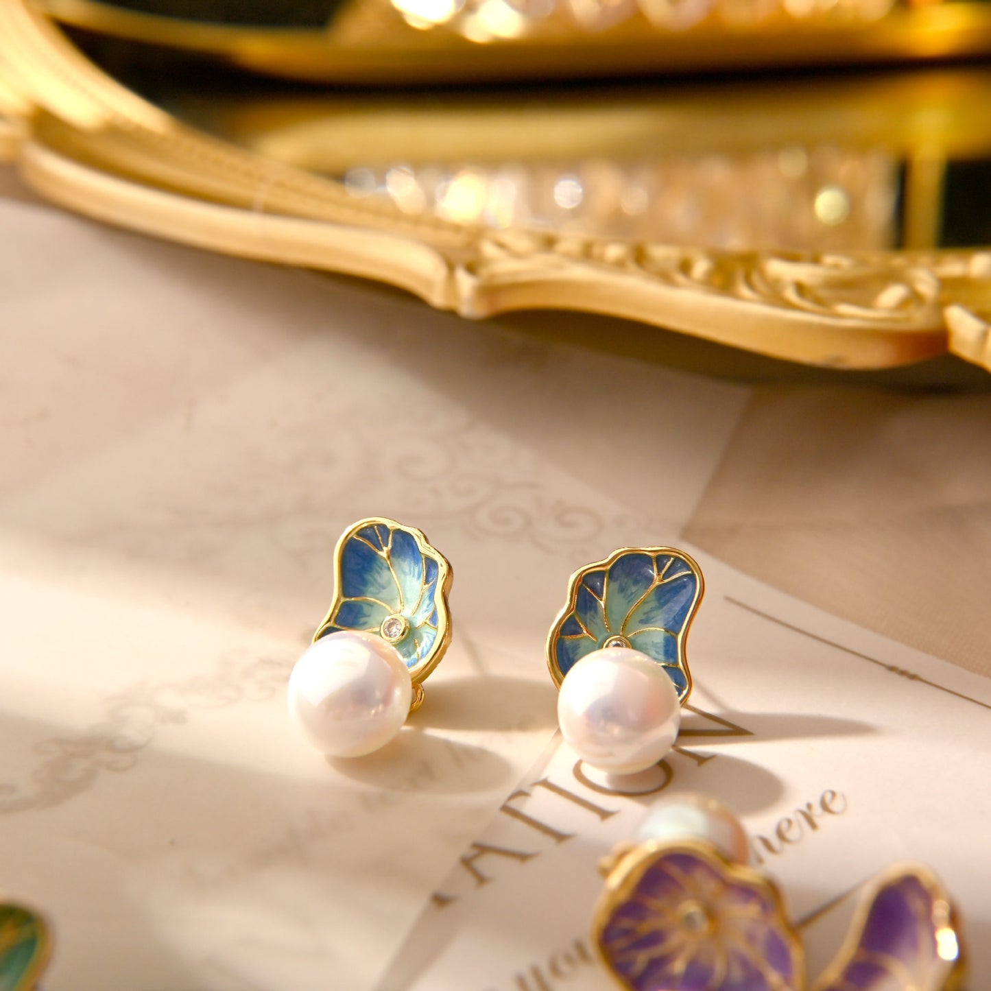 Pearl Enamel Craft Sier Pin Fashionable Earrings