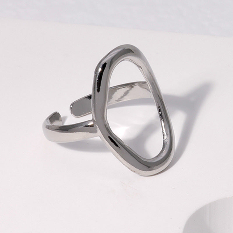 Simple Geometric Titanium Steel Female Opening Adjustable Rings