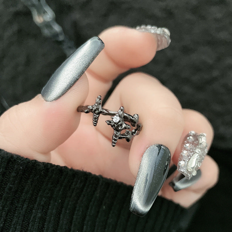 Punk Twin Open Female Unisex Style Rings