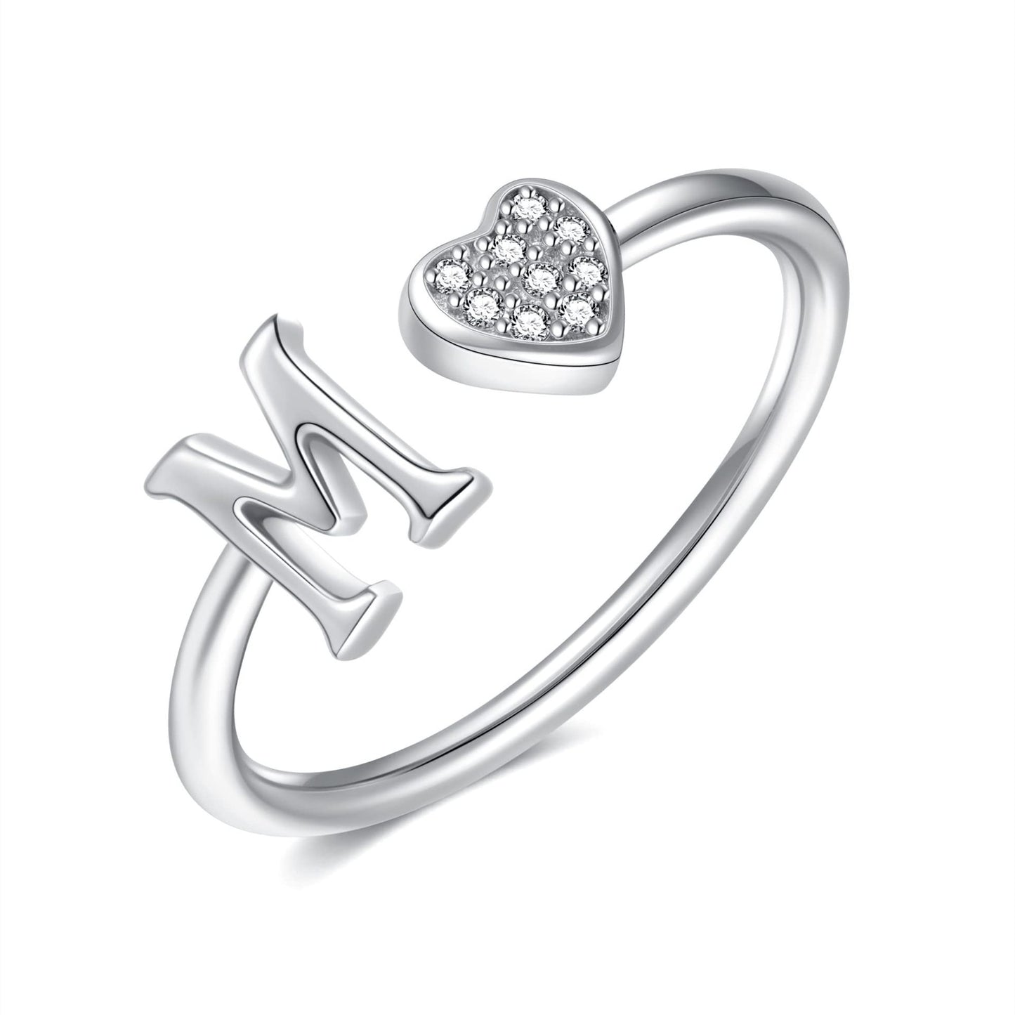Name First Letters Stackable Zircon Adjustable Rings