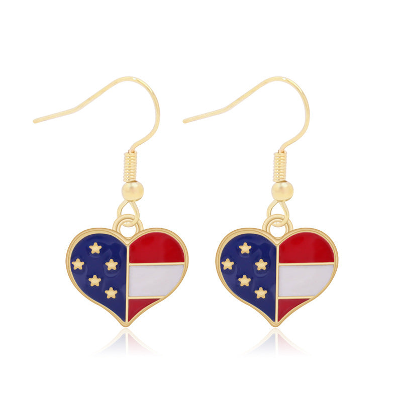 Alloy Dripping Oil Stars Stripes National Rings