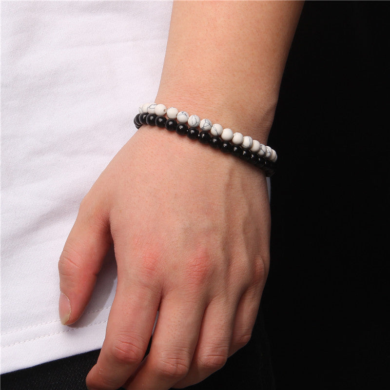 Women's & Men's Single Circle Beaded Natural Agate Stone Bracelets