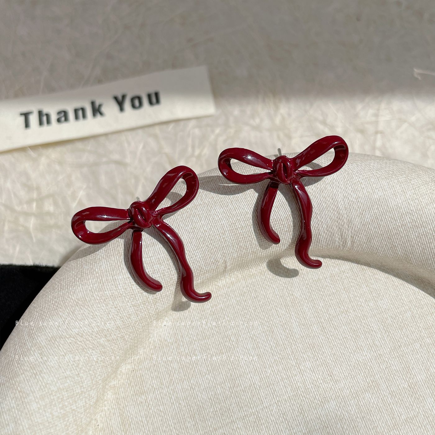 Bow Female White Sweet High Sense Earrings