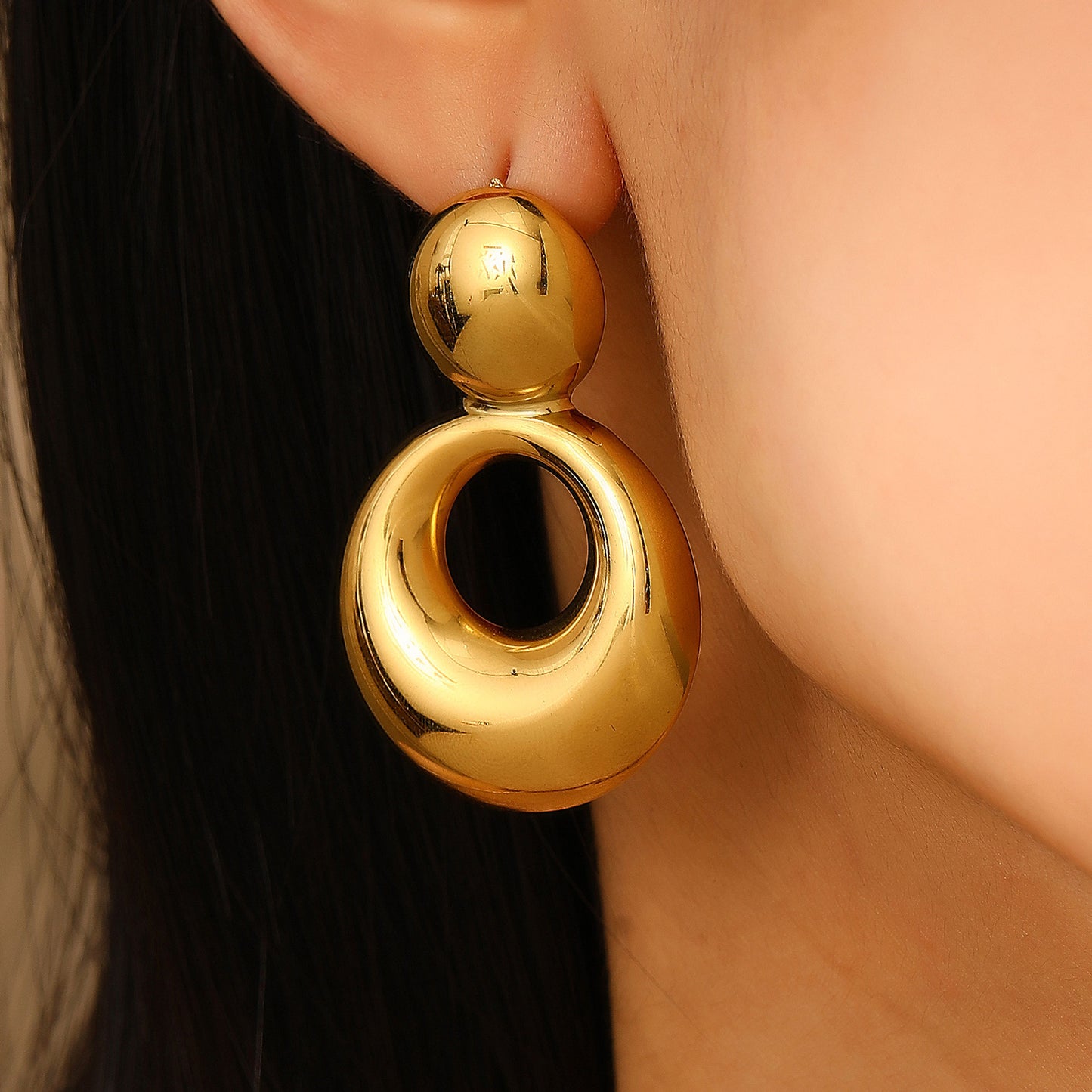 Fashion Gold Stainless Steel Ear Vintage Earrings