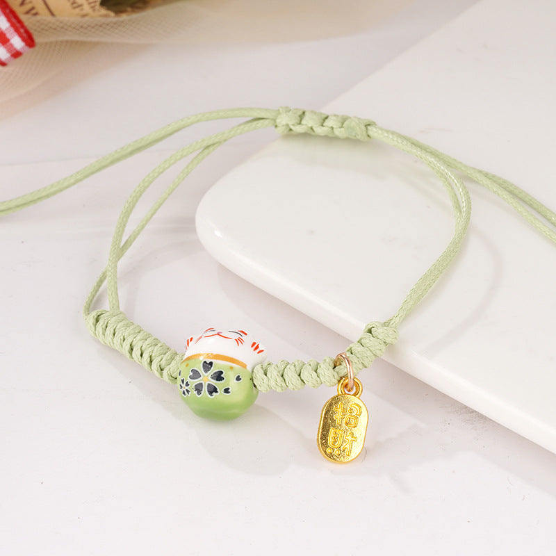 Women's Line Ceramic Fortune Cat Niche Design Bracelets
