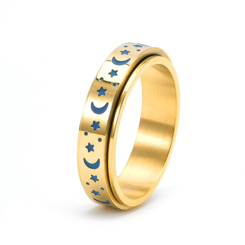 Women's Moon Luminous Rotatable Stainless Steel Classic Style Rings