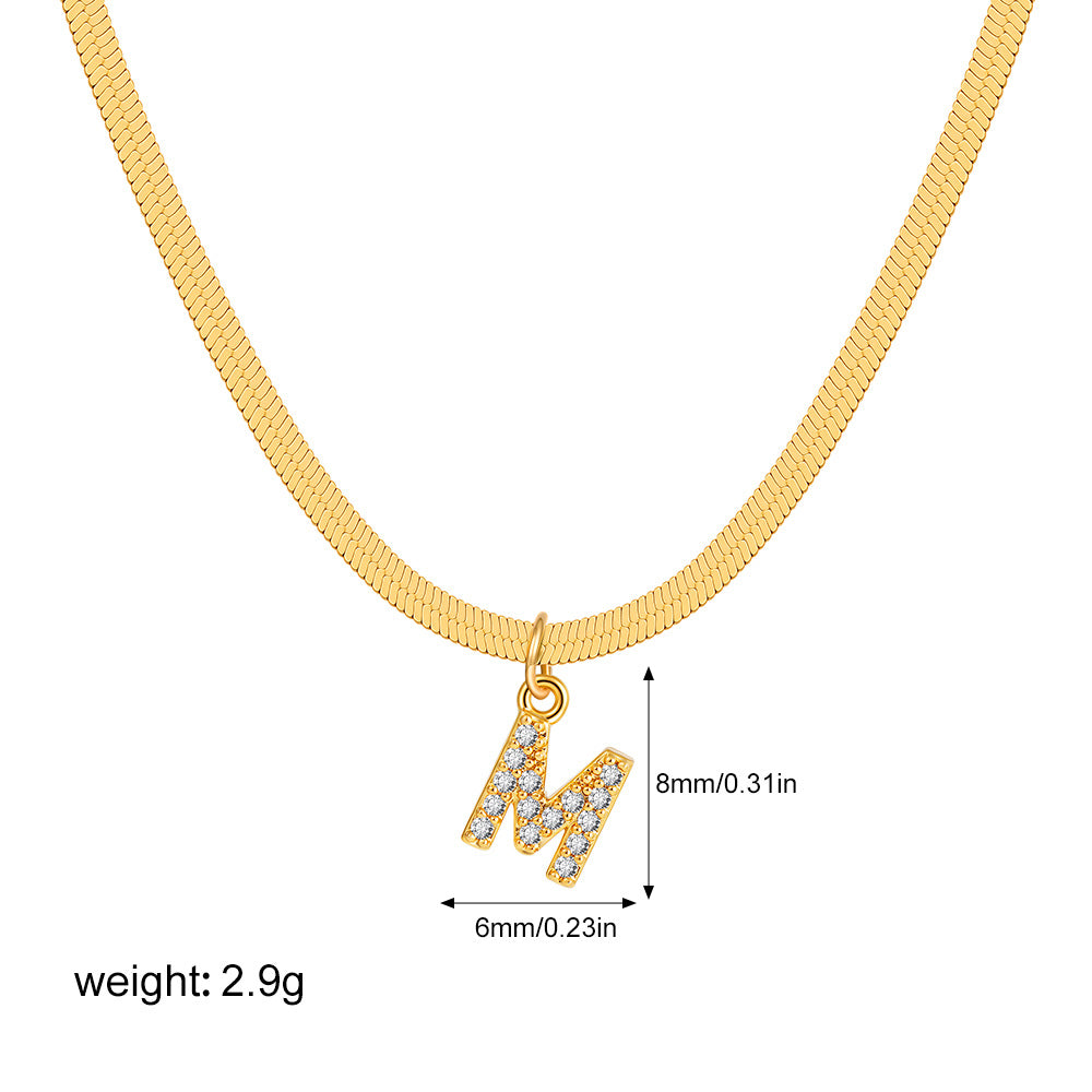 Stainless Steel Snake Bones Chain Letter Necklaces
