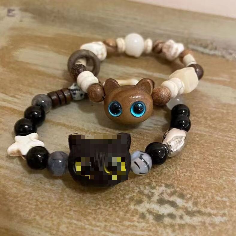 Dopamine Cute Kitten Beaded Light Luxury Minority Couple Bracelets