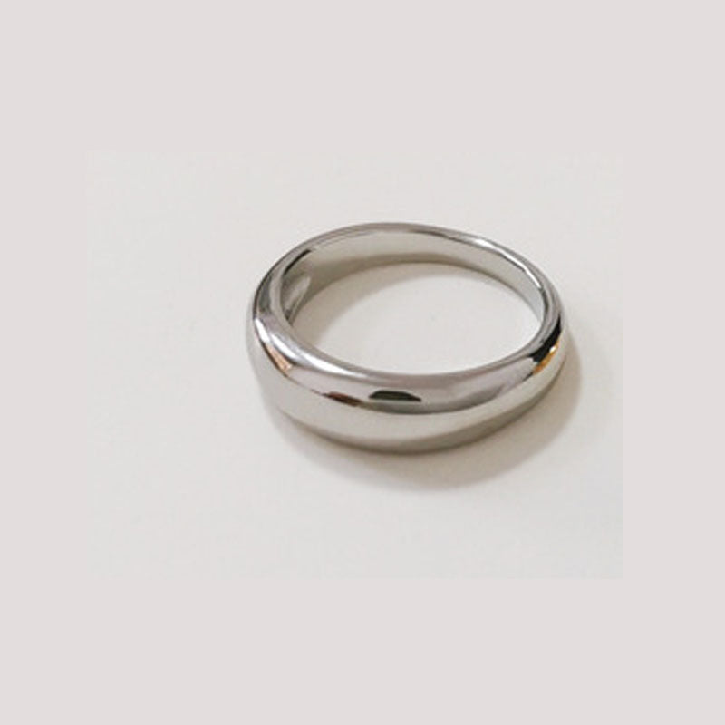 Fashion Simple Round Glossy Curved Female Stainless Steel Rings