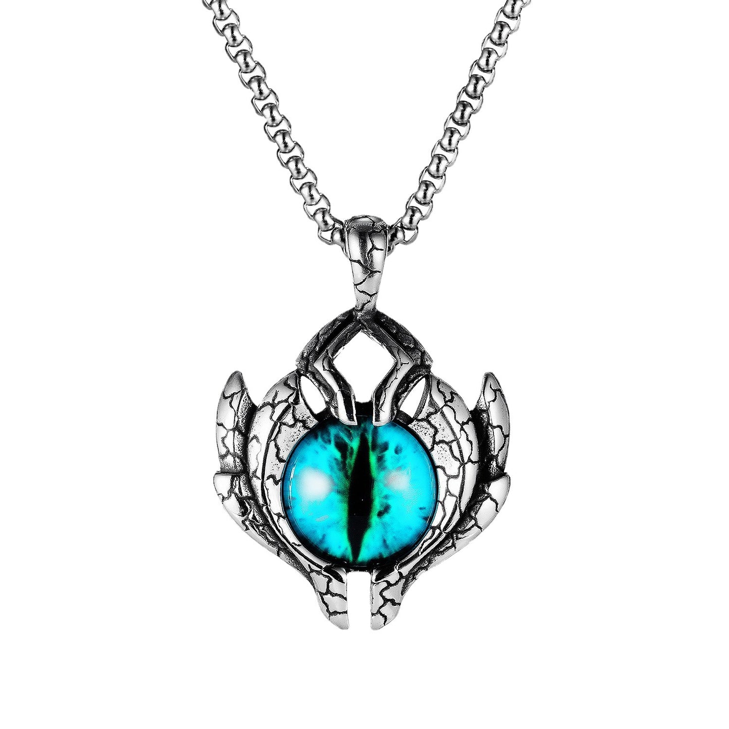 Men's Ornament Personality Retro Punk Spaceship Blue Eyes Necklaces