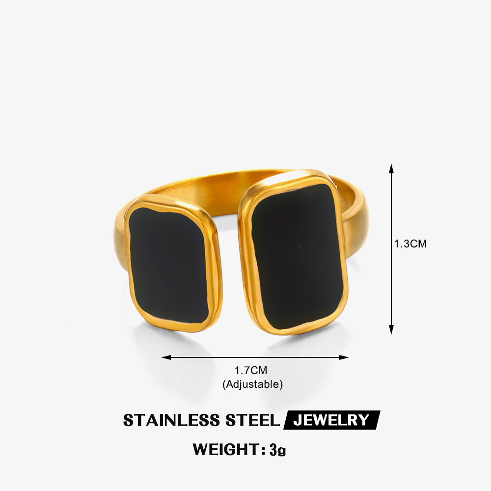 Women's Square Drip Open French Retro Popular Rings