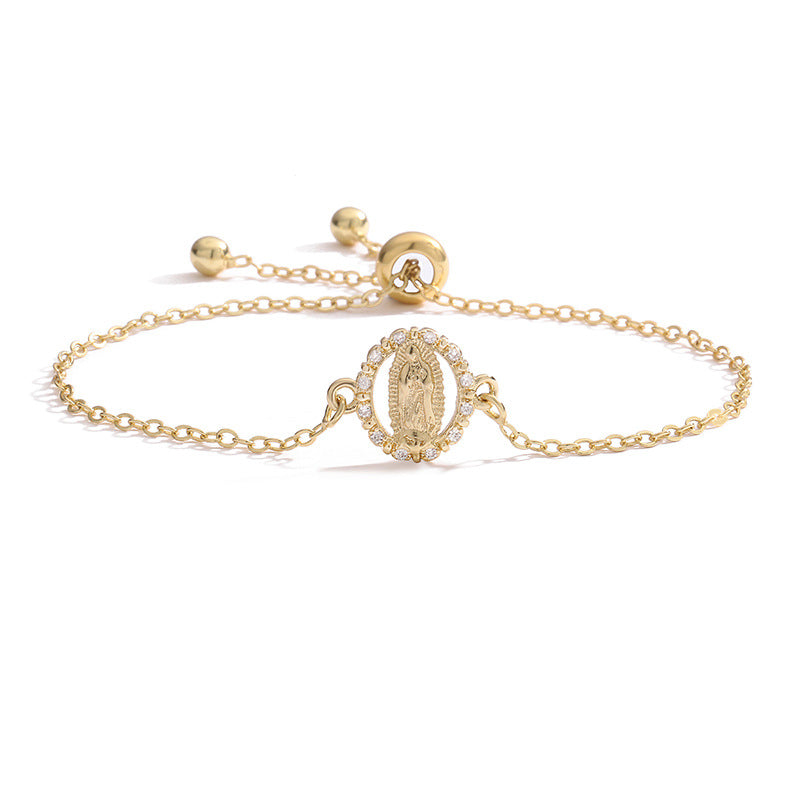 Virgin Mary Adjustable Pull Vintage Oval Portrait Bracelets