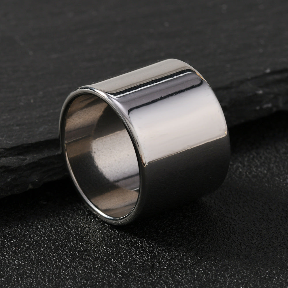 Men's Stainless Steel Wide Glossy Simple Thumb Rings
