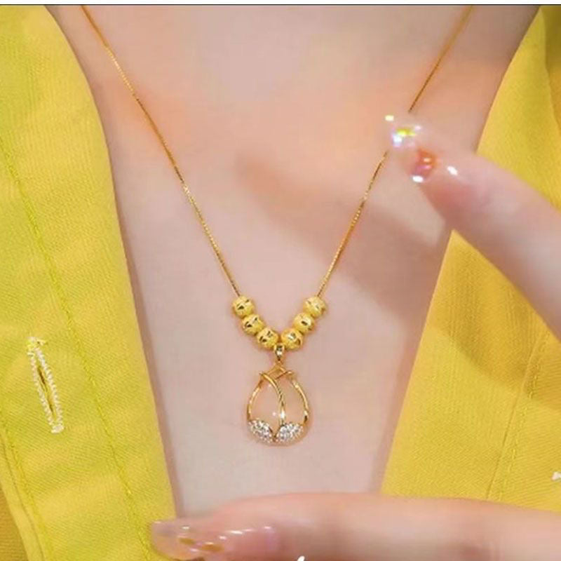 Women's Tulip Titanium Steel Light Luxury Diamond Inlaid Necklaces