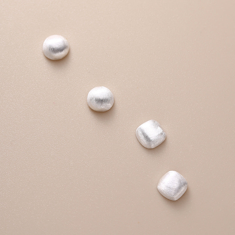 Women's Sier Frosted Brushed Ball Square For Korean Earrings