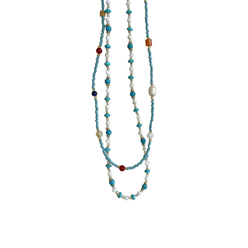 Natural Turquoise Pearl Summer Fresh Colorful Necklaces
