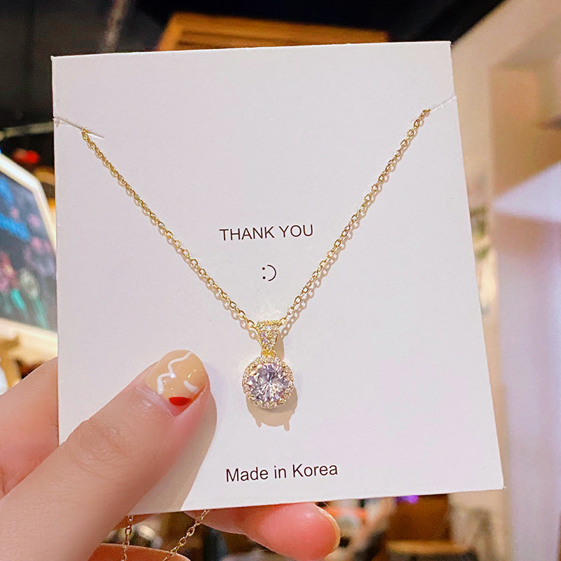 Women's Affordable Luxury Fashion Full Zircon Round Necklaces