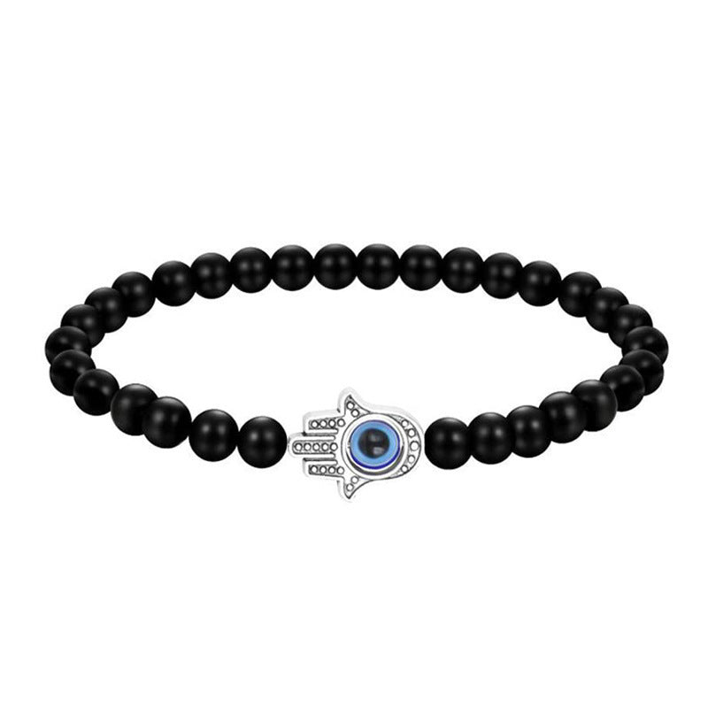 Fatima Palm Beaded Resin Glaze Blue Bracelets