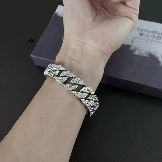 Cool Personality Fashion Alloy Diamond Plated Bracelets