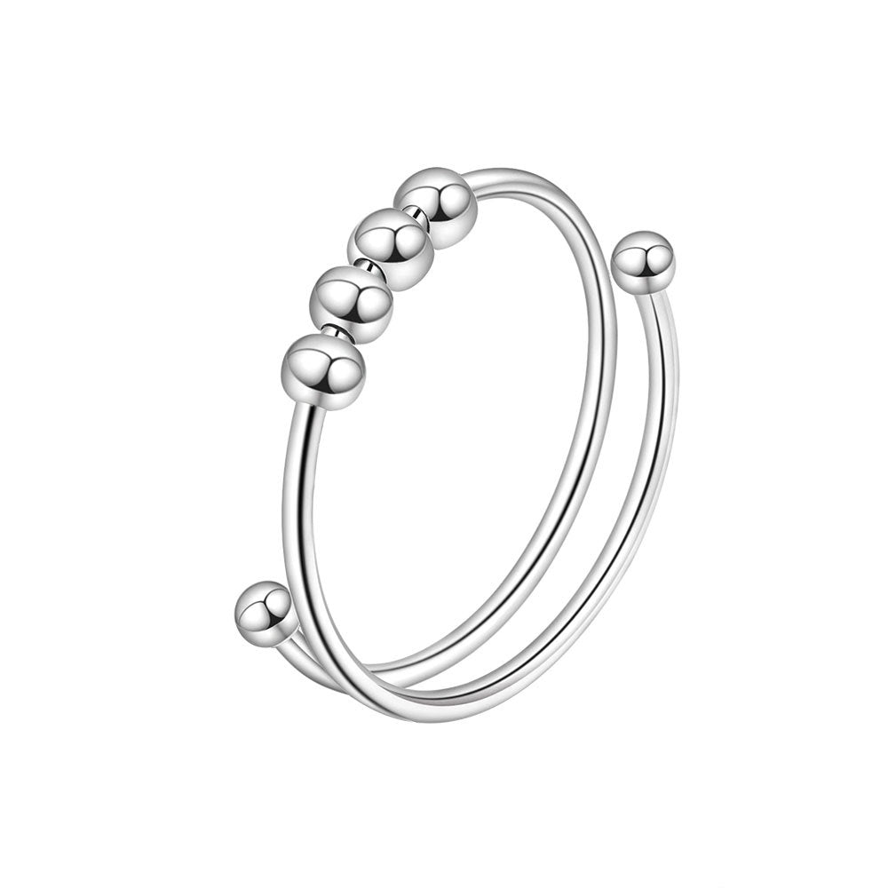 Women's Sterling Sier Rotatable Decompression Anxiety Adjustable Rings