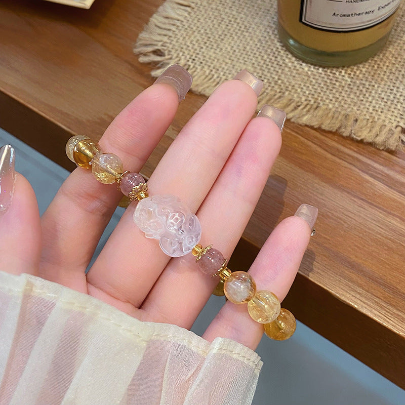 Style Retro Artistic Ethnic Yellow Tower Crystal National Fashion Bracelets