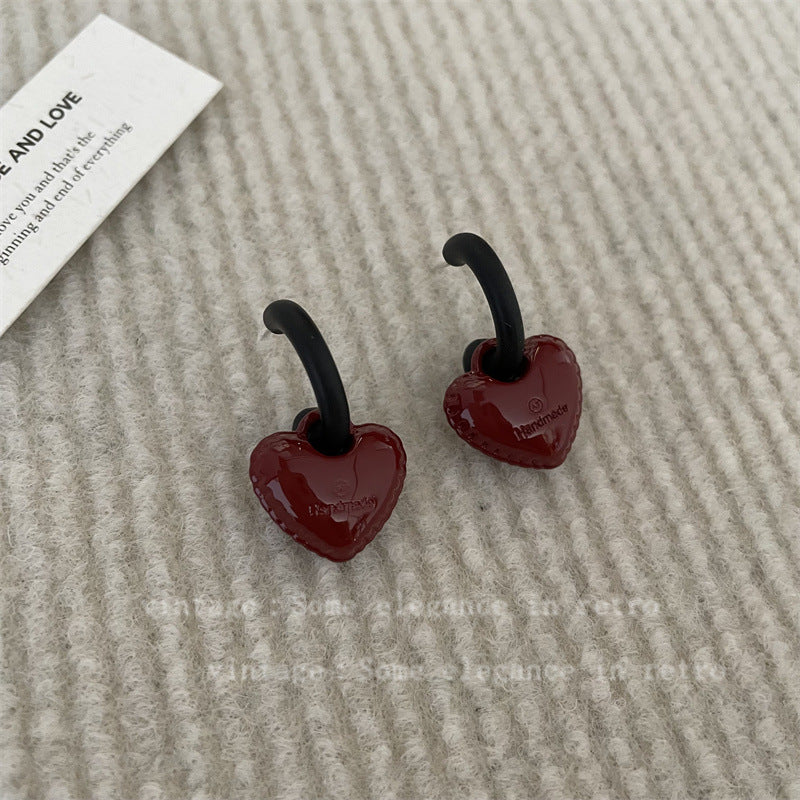 Red Love Ear Simple Grace Personality Earrings