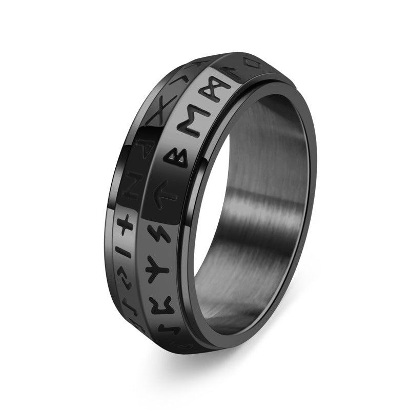 Men's Nordic Viking Rune Titanium Steel Rotatable Unisex Rings