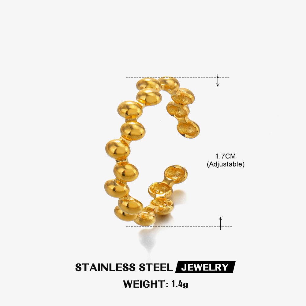 Stitching Irregular Opening Adjustable Stainless Steel Rings