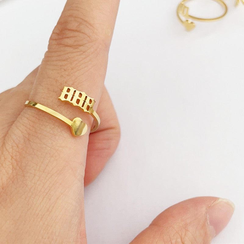 Stainless Steel Lucky Digital Auspicious Knuckle Rings