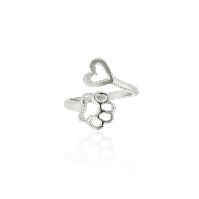 Dog's Paw Creative Hollow Love Heart Rings