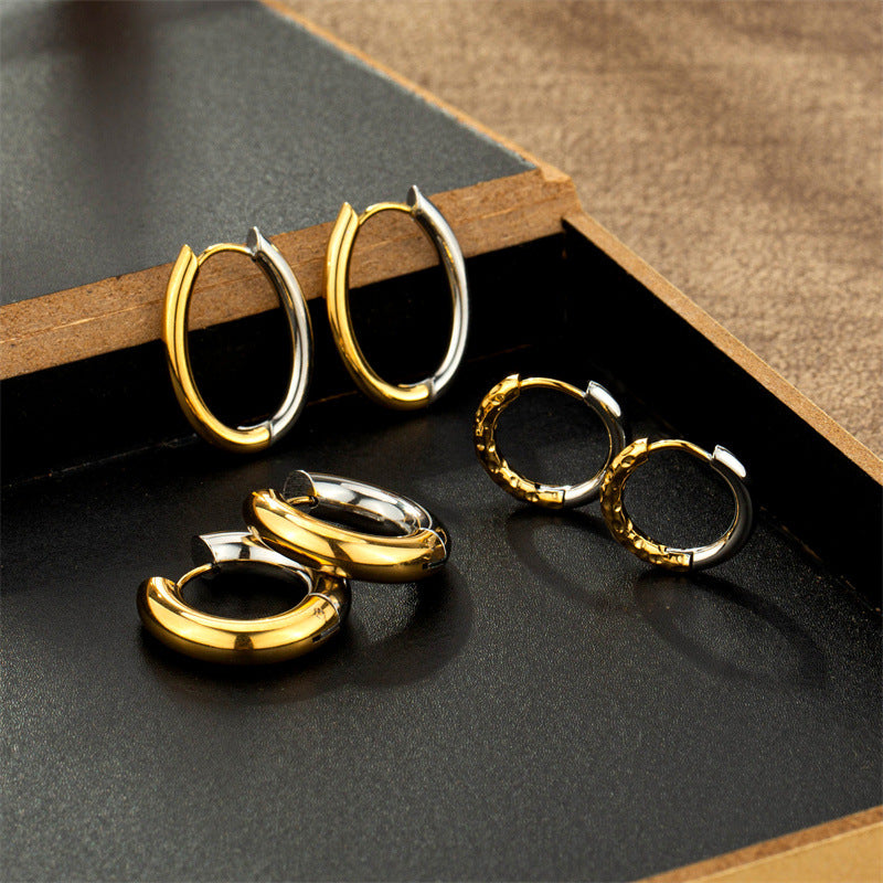 Round Light Luxury High-grade Titanium Steel Earrings
