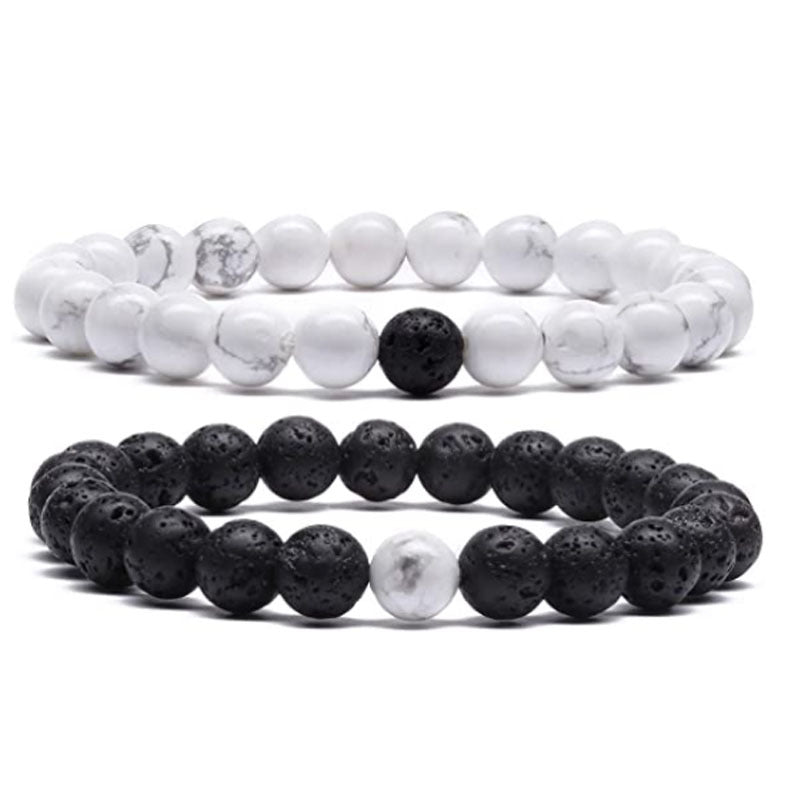 Men's Lava Stone Beads Couple Yellow Tiger Bracelets