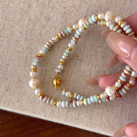 Natural Pearl Stone Colorful Beaded Niche Retro Bracelets