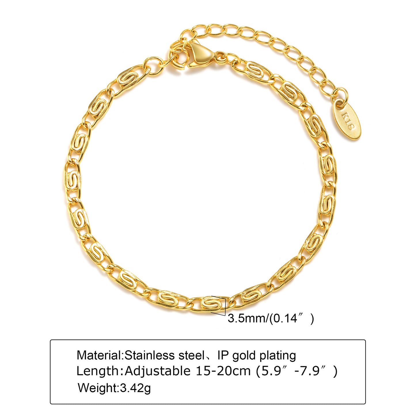 Simple Stainless Steel Golden Twin Fashion Bracelets