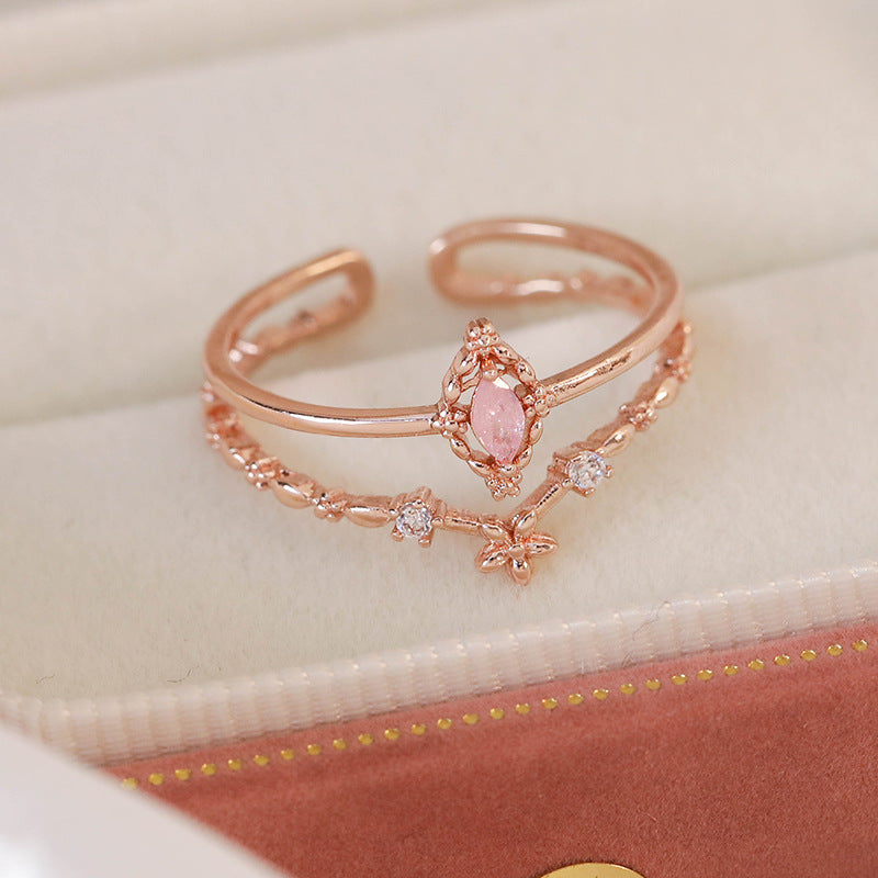 Micro Inlaid Zircon Niche Design Adjustable Rings