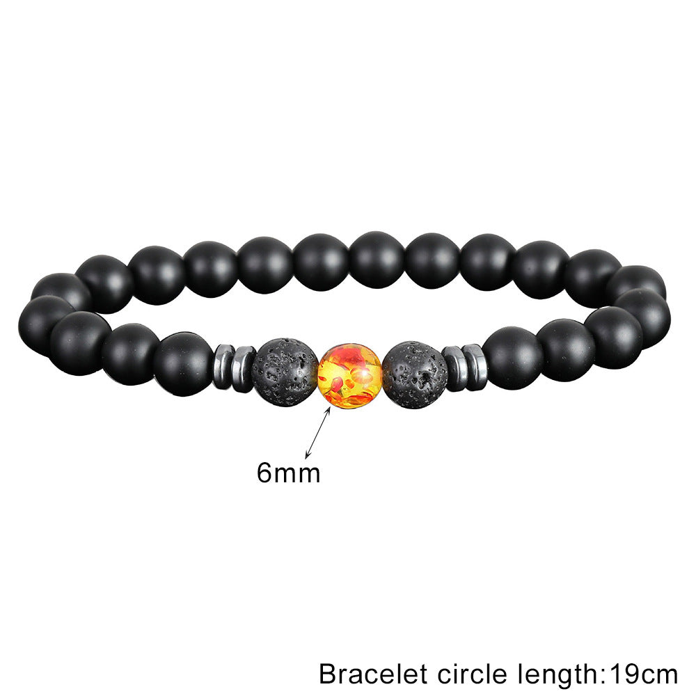 Women's & Men's Black Bead Stone Hematite Spacer Volcanic Bracelets