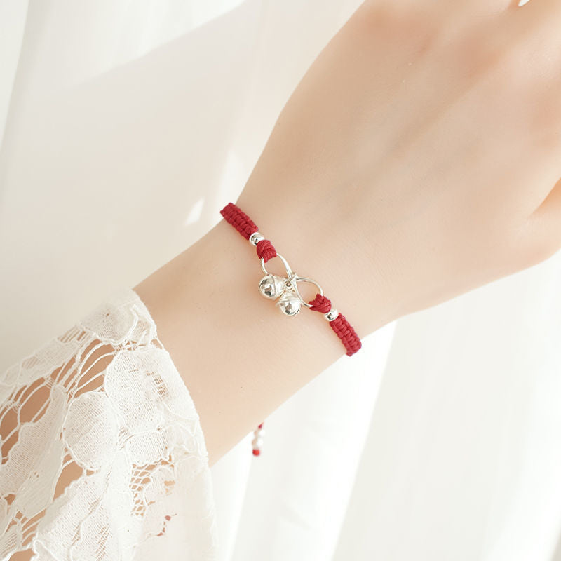 Red Rope Life Bell Woven Hand Strap Female Design Bracelets