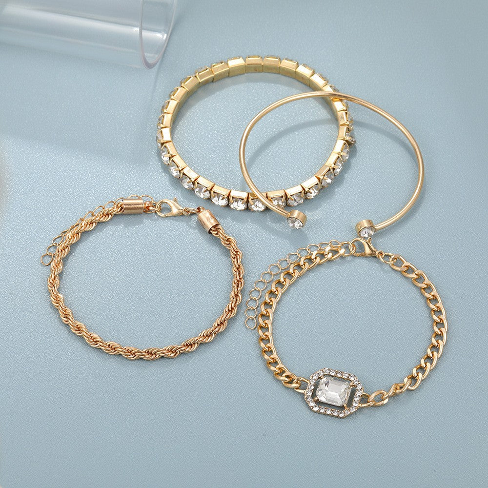 Personalized Punk Twist Diamond Imitation Gem Bracelets