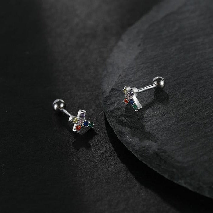 Men's Buckle Design Super Flash Contrast Color Earrings