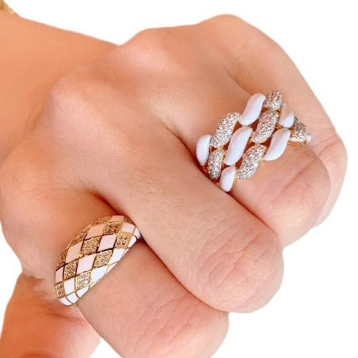 Luxury French Diamond Drip Glazed High Sense Design Rings