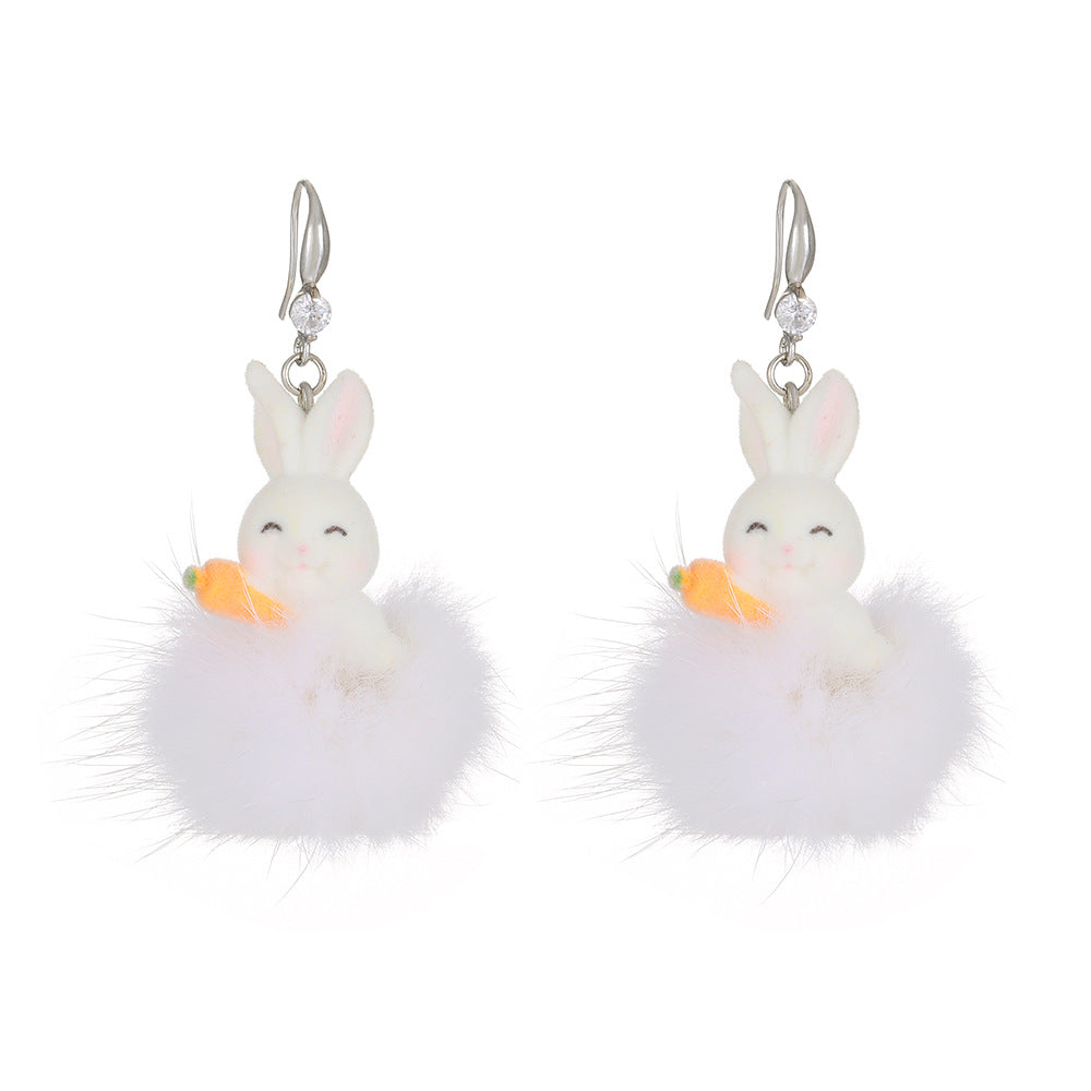 Cute Plush Rabbit Design Fashion Sweet Earrings