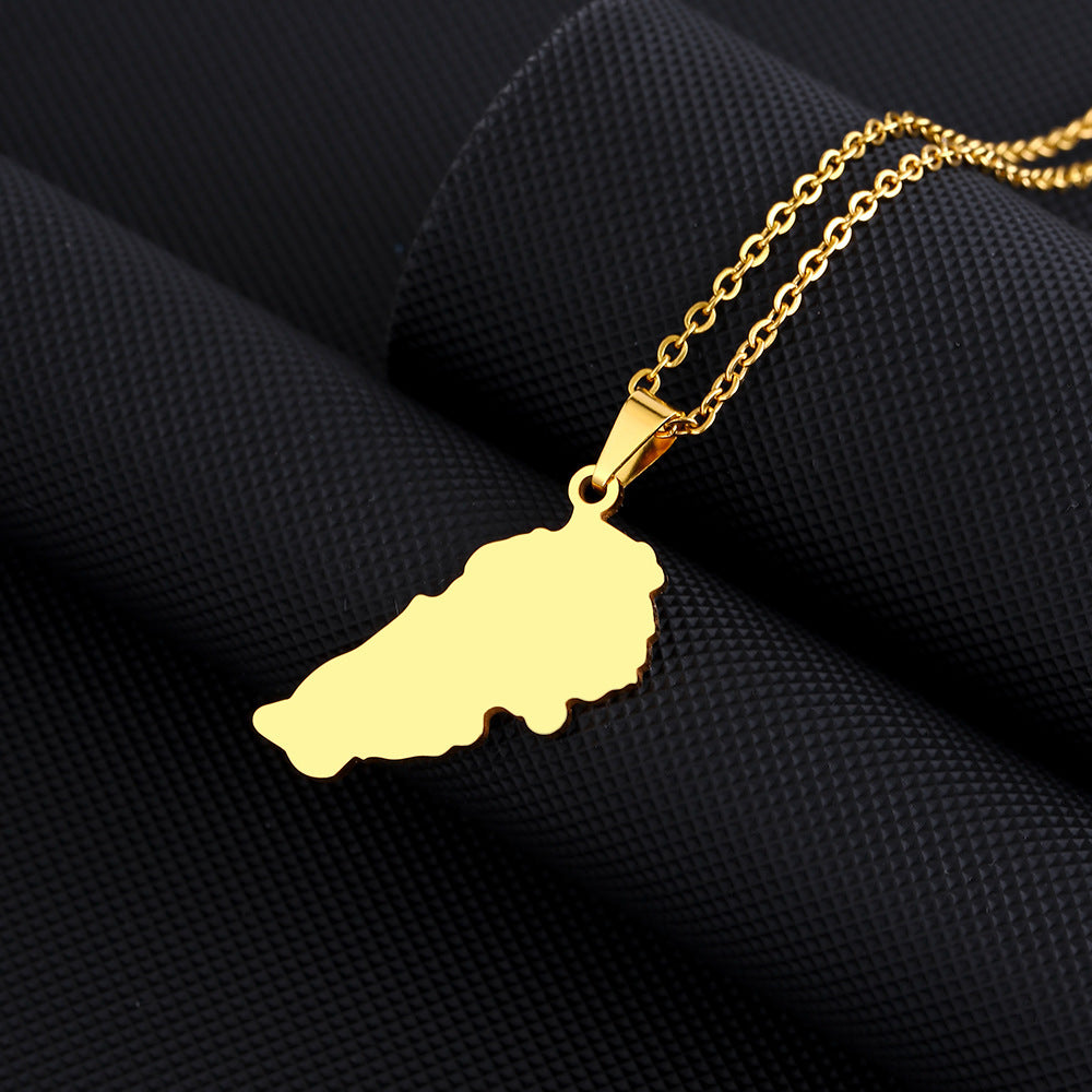 Women's & Men's Oil Dripping Map Stainless Steel Couple Necklaces