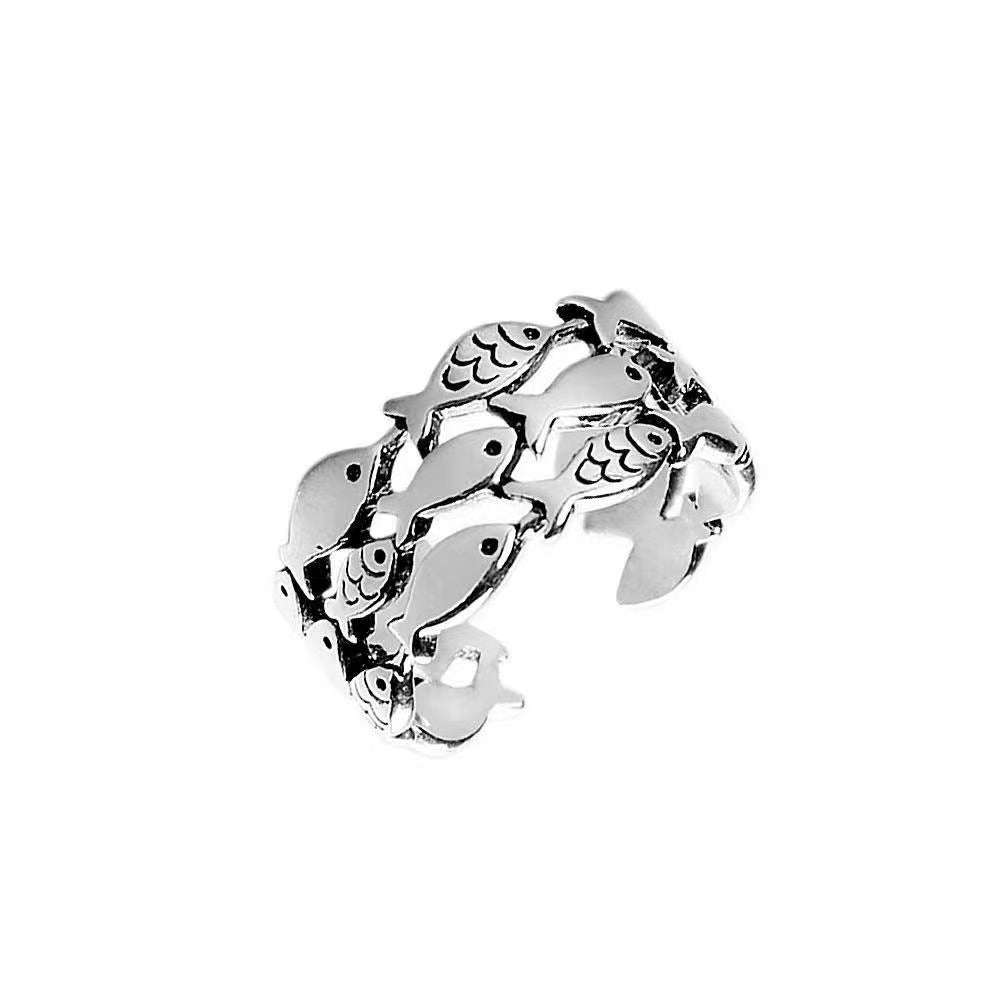 Women's Fish Retro Wide Open Hand Jewelry Rings