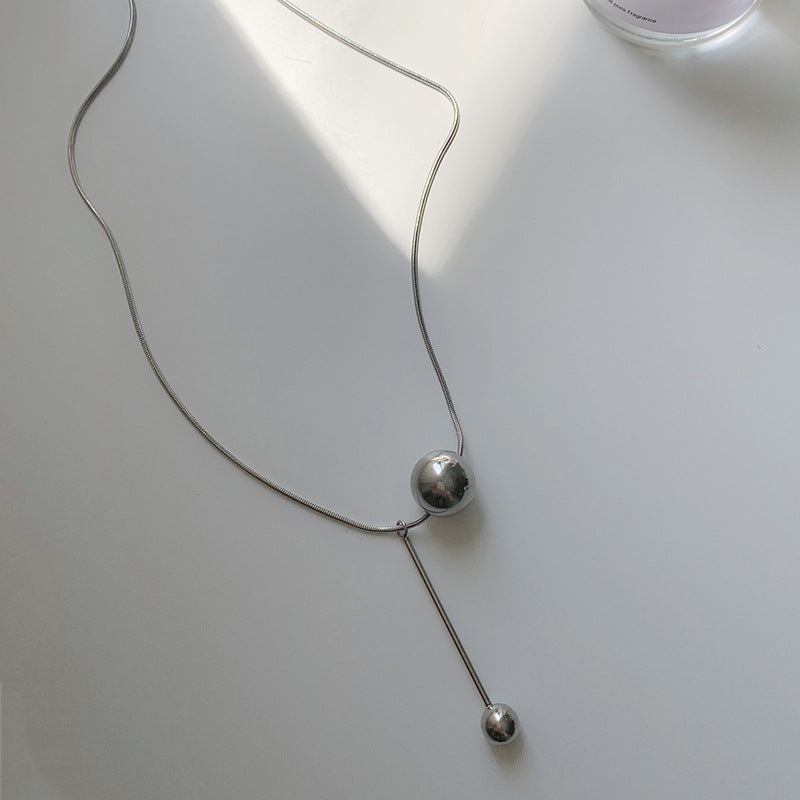 Gold Ball Titanium Steel Cold Style Light Luxury Minority Clavicle Necklace