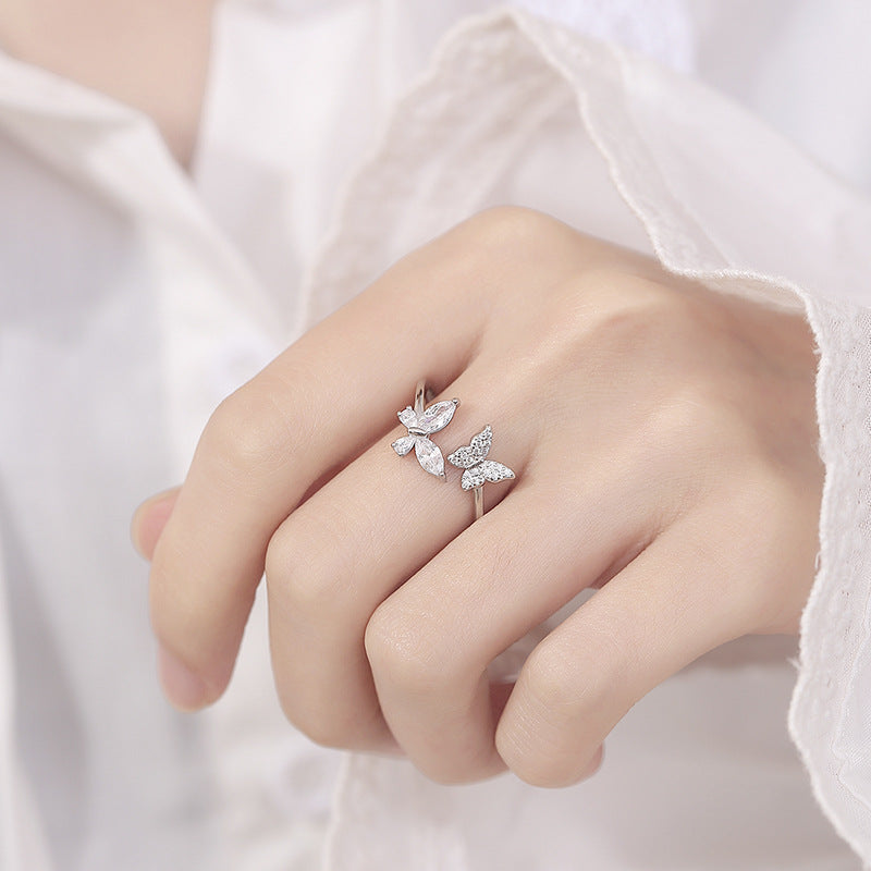 Butterfly Zircon Female Sweet Style Temperament Personality Rings