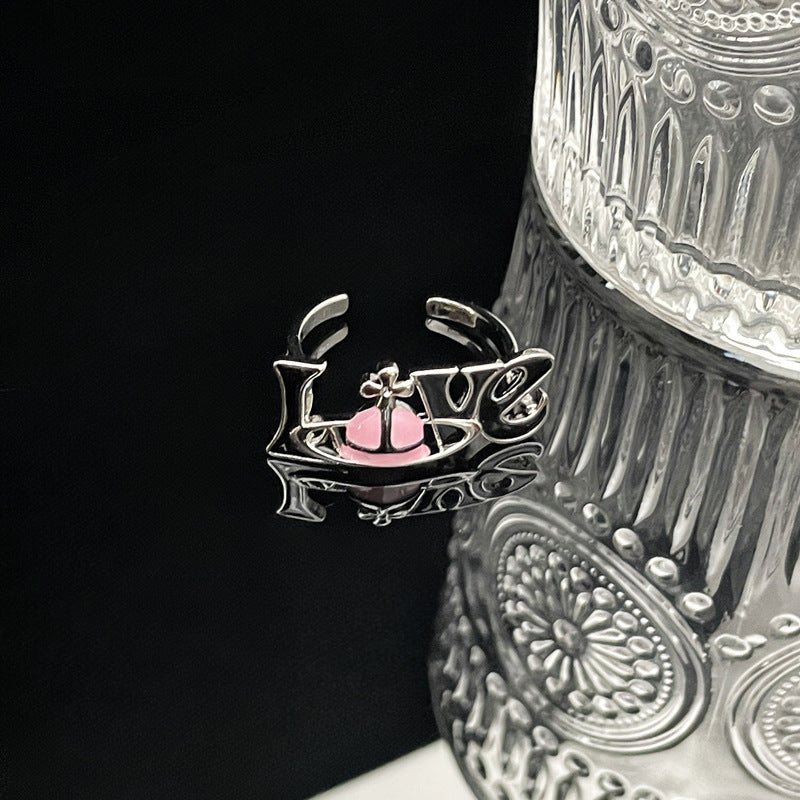 Punk Letter Colored Drip Glaze Open Rings